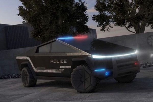 tesla cybertruck police car