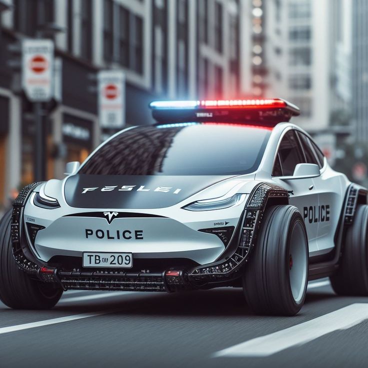 tesla cybertruck police car