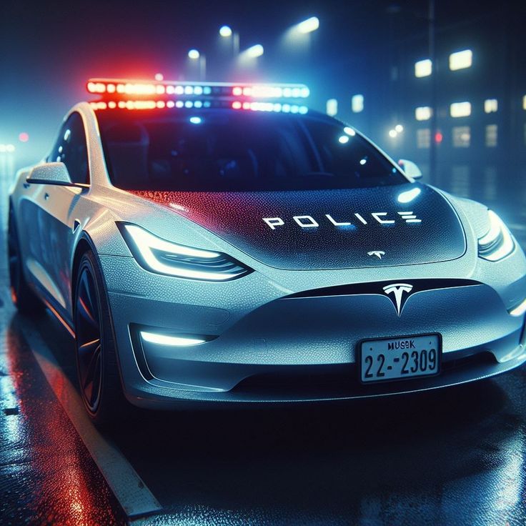 tesla cybertruck police car