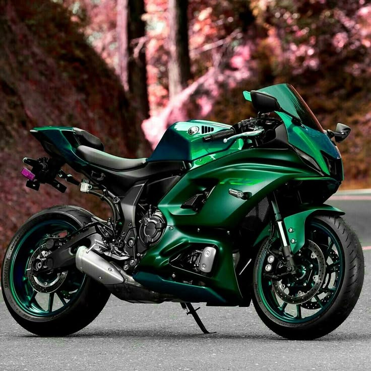green motorcycle