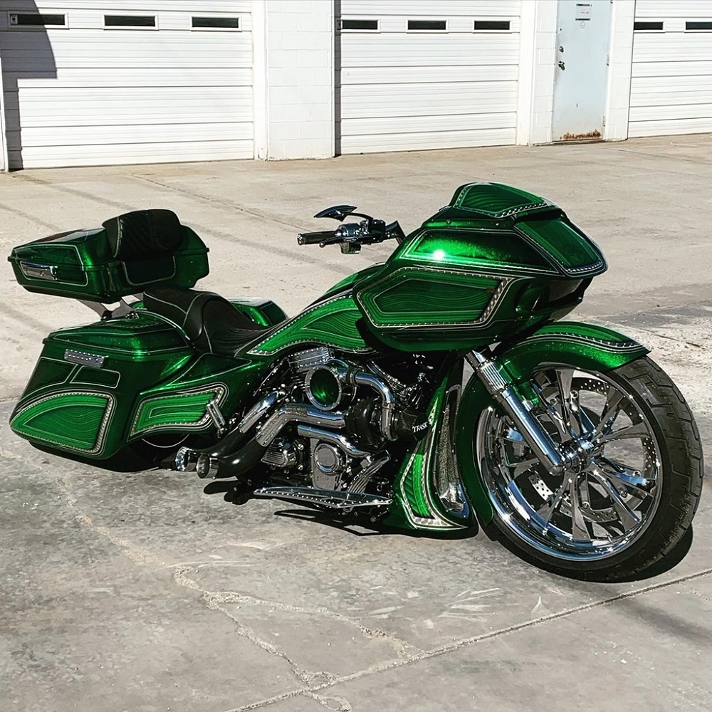 green motorcycle